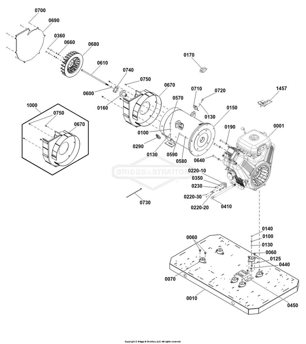 Power Group Diagram and Parts List for 040801-00  Briggs and Stratton Generator